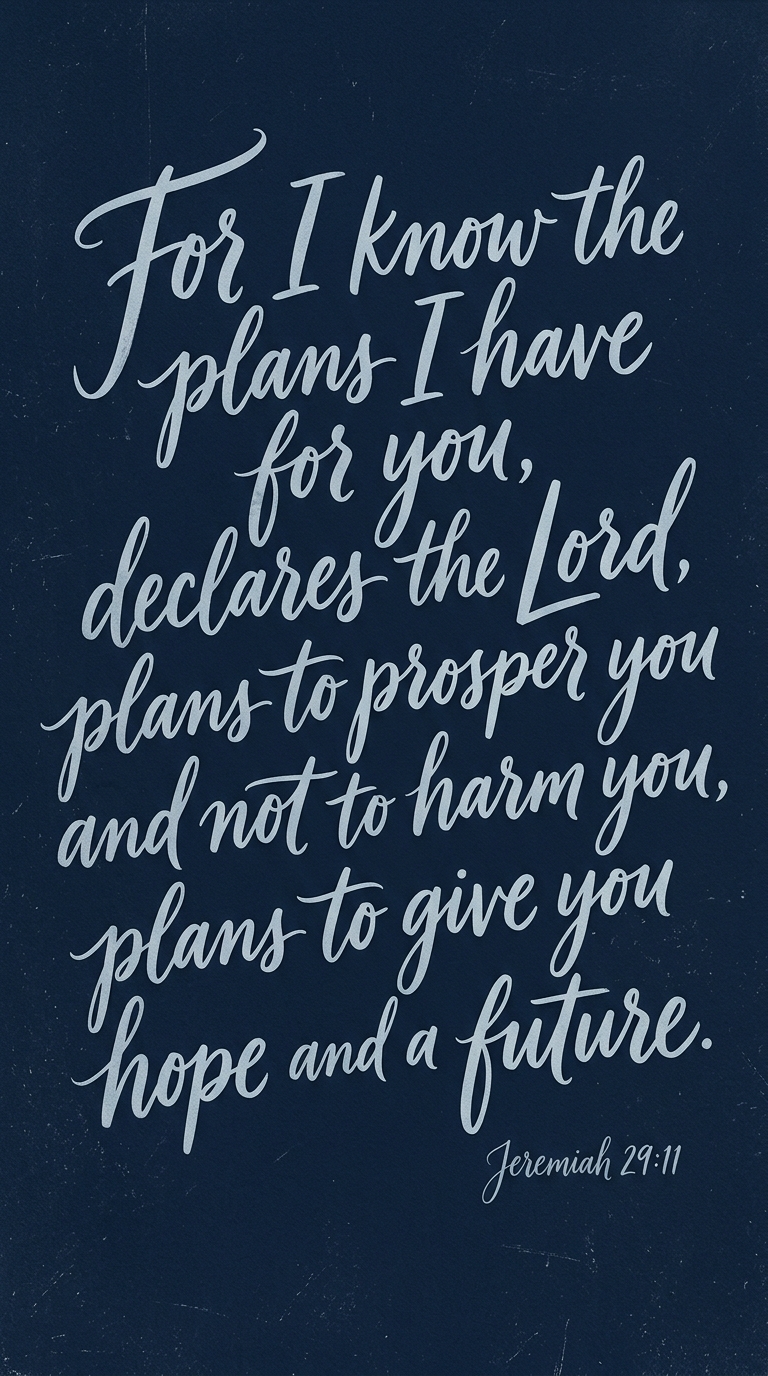 For I know the plans I have for you, declares the Lord, plans to prosper you and not to harm you, plans to give you hope and a future.