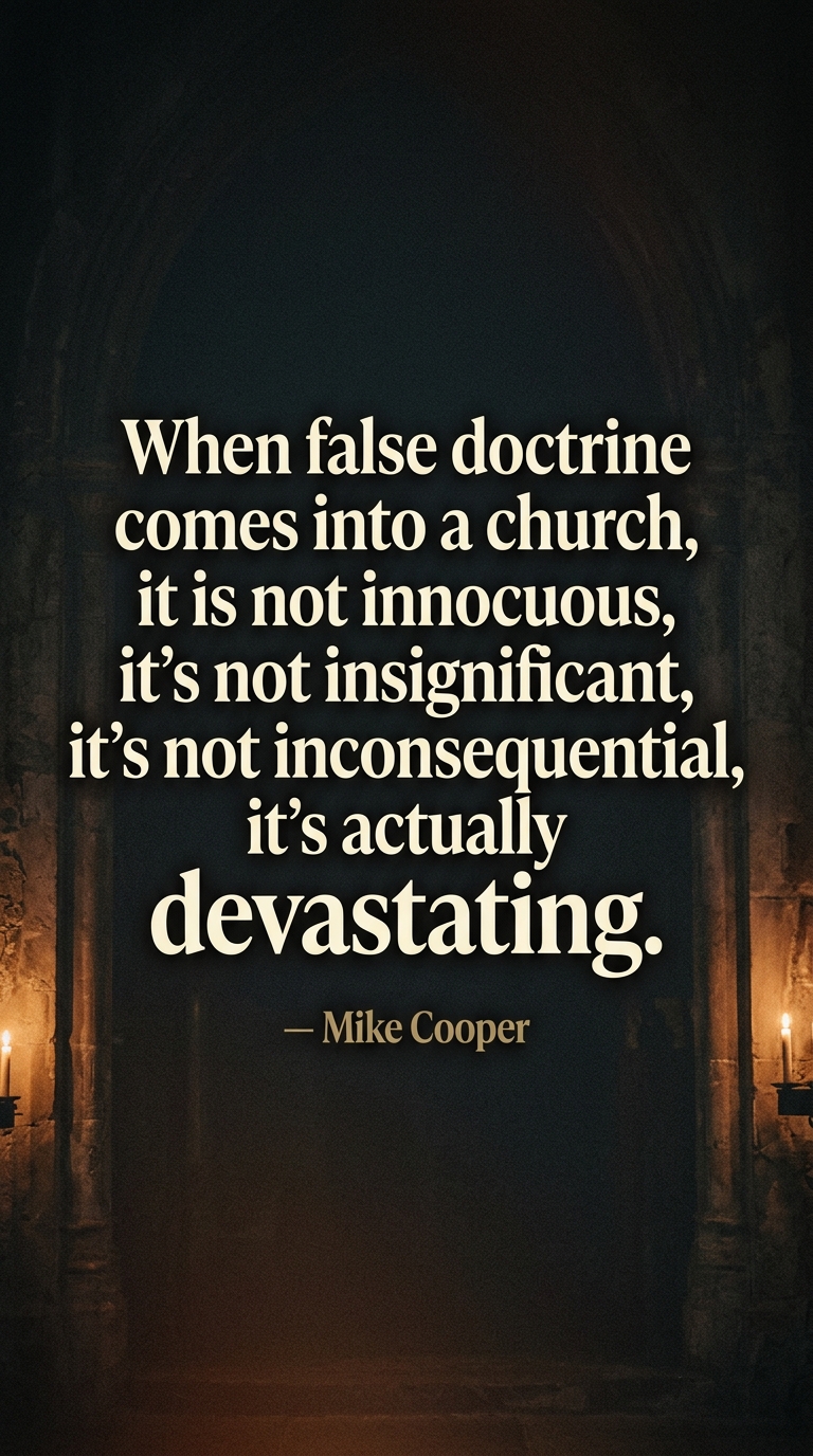 When false doctrine comes into a church, it is not innocuous, it's not insignificant, it's not inconsequential, it's actually devastating.