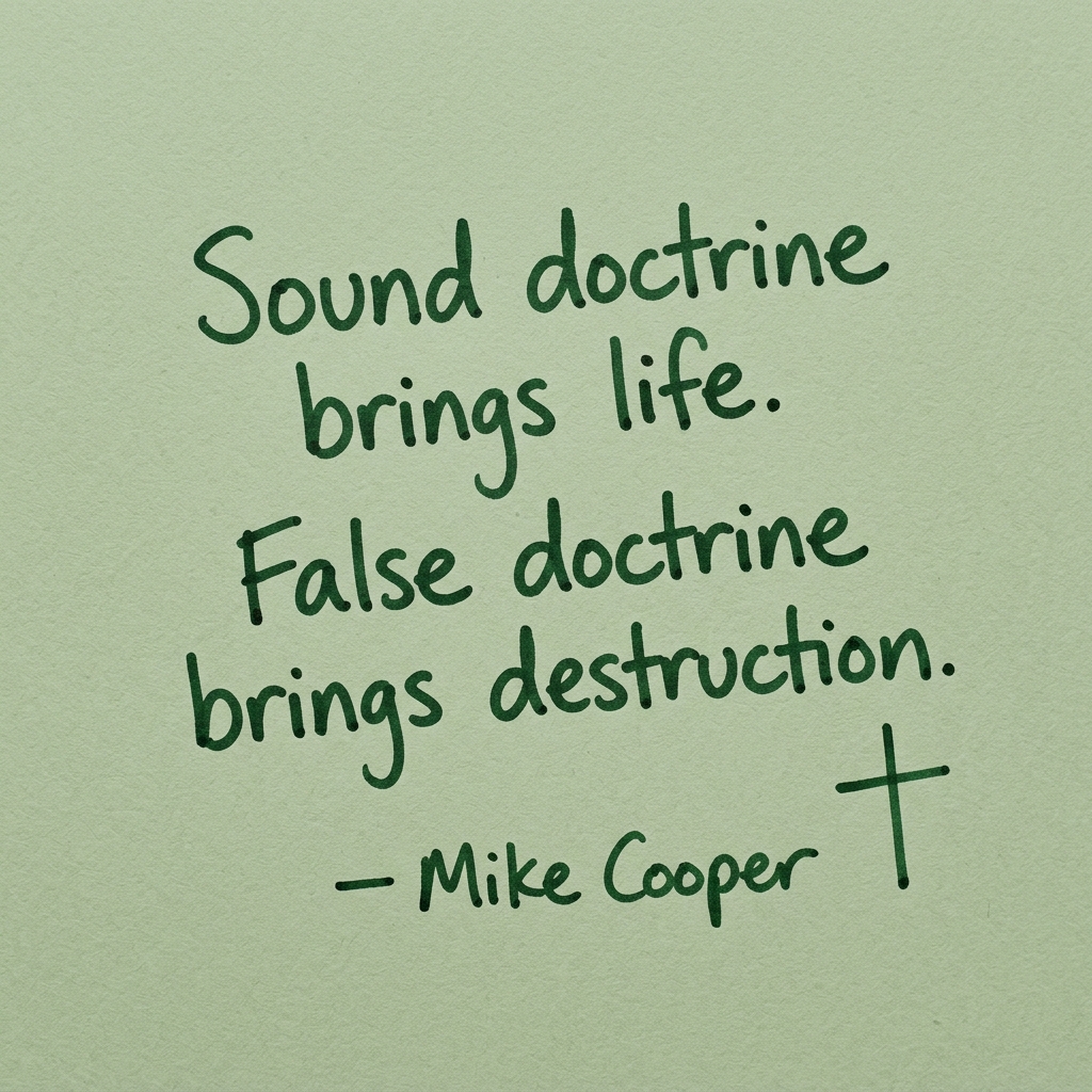Sound doctrine brings life. False doctrine brings destruction.