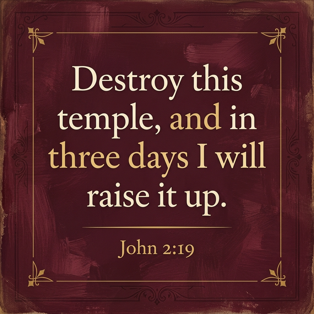 Destroy this temple, and in three days I will raise it up.