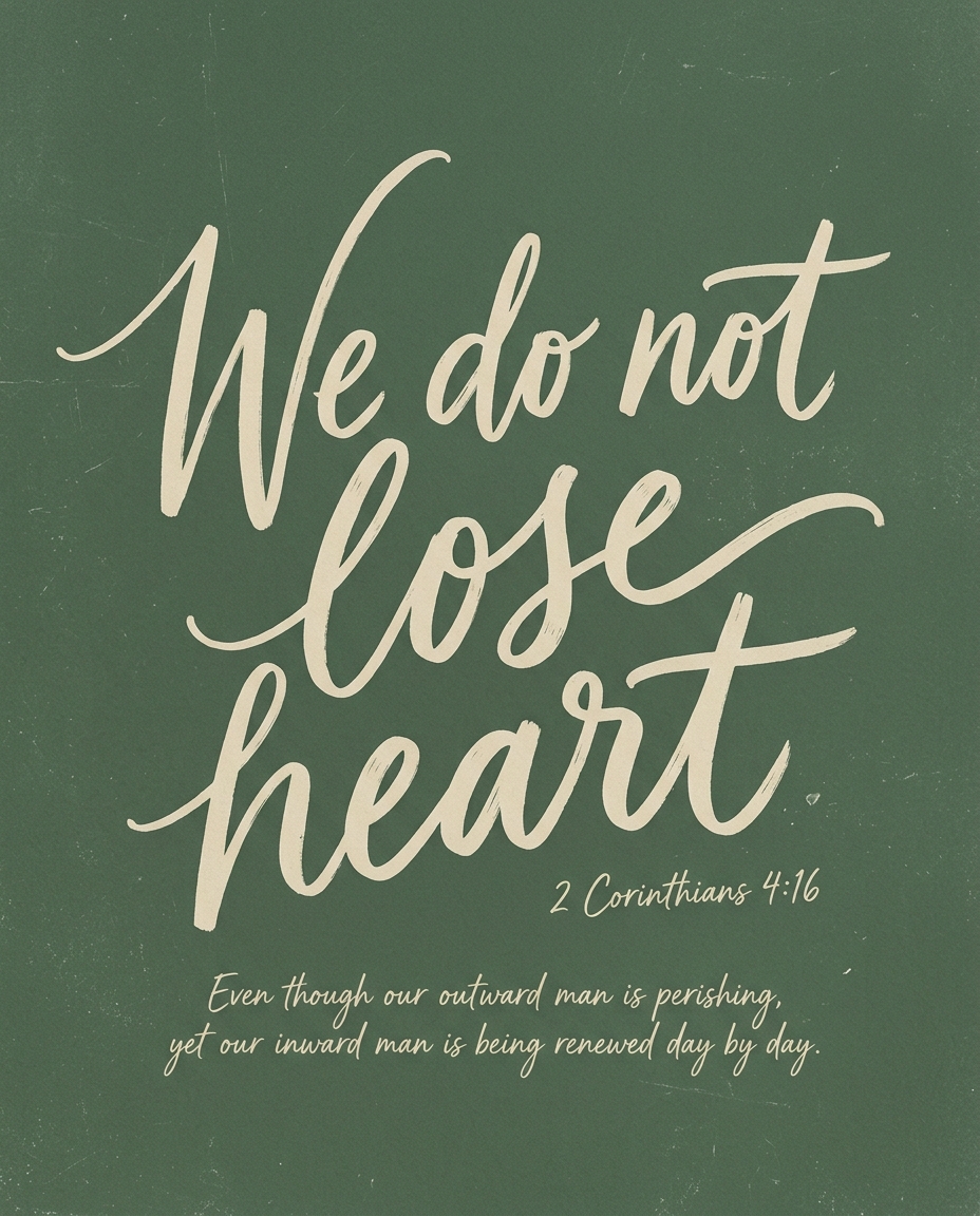 We do not lose heart. Even though our outward man is perishing, yet our inward man is being renewed day by day.