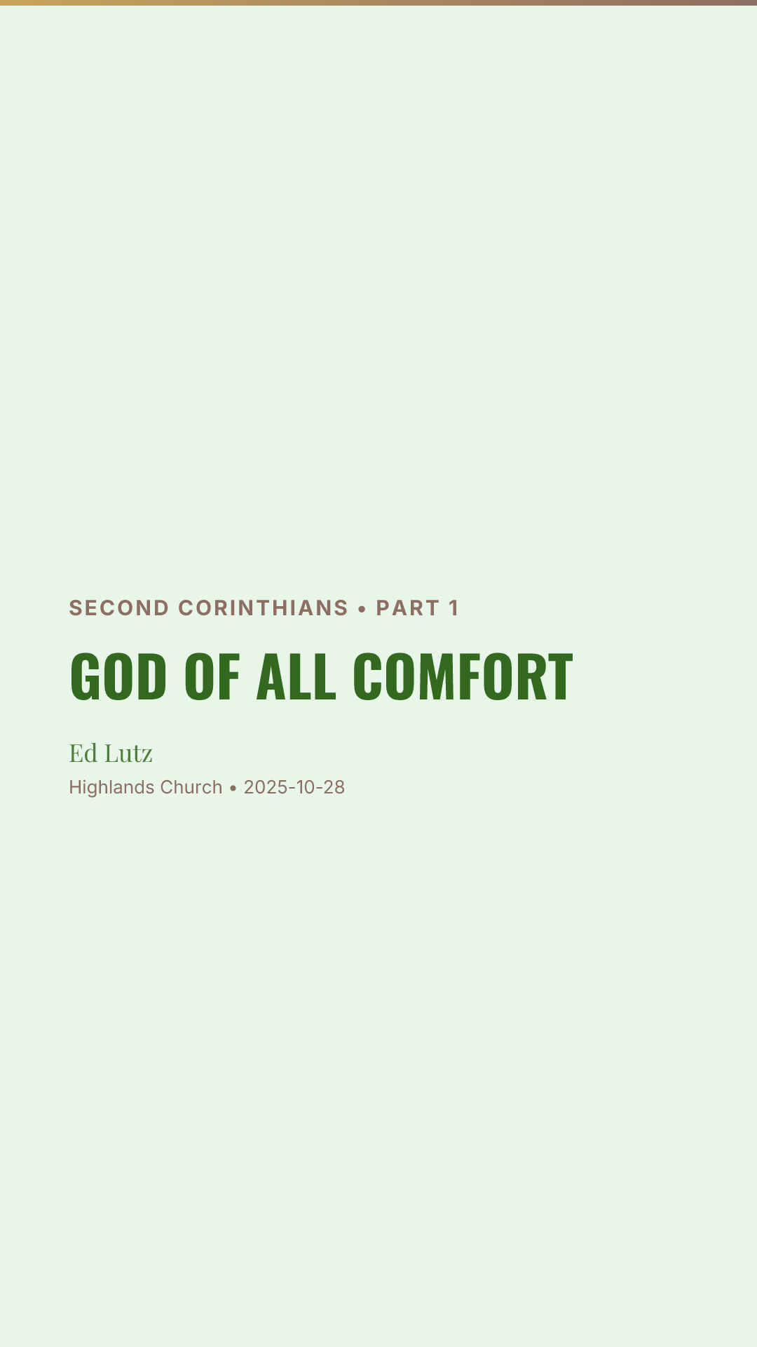 God of All Comfort