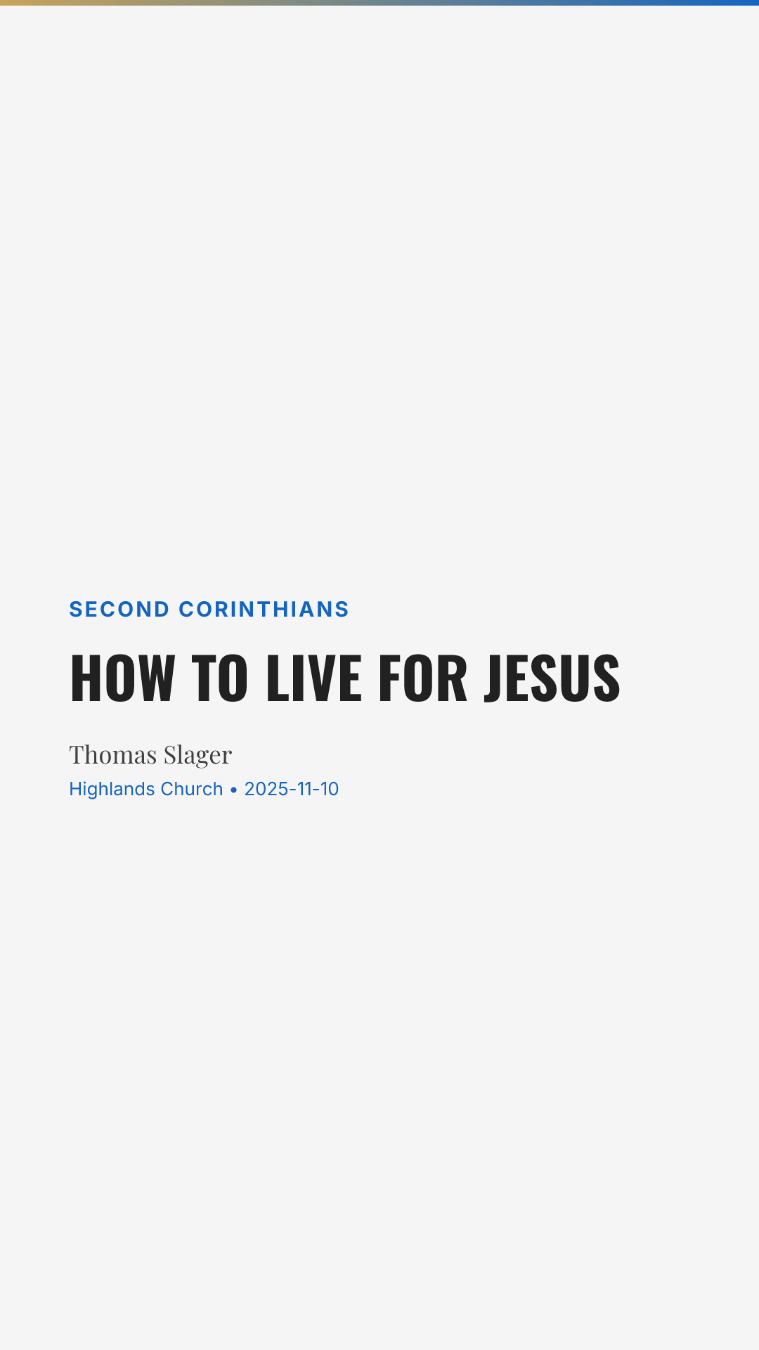How to Live for Jesus