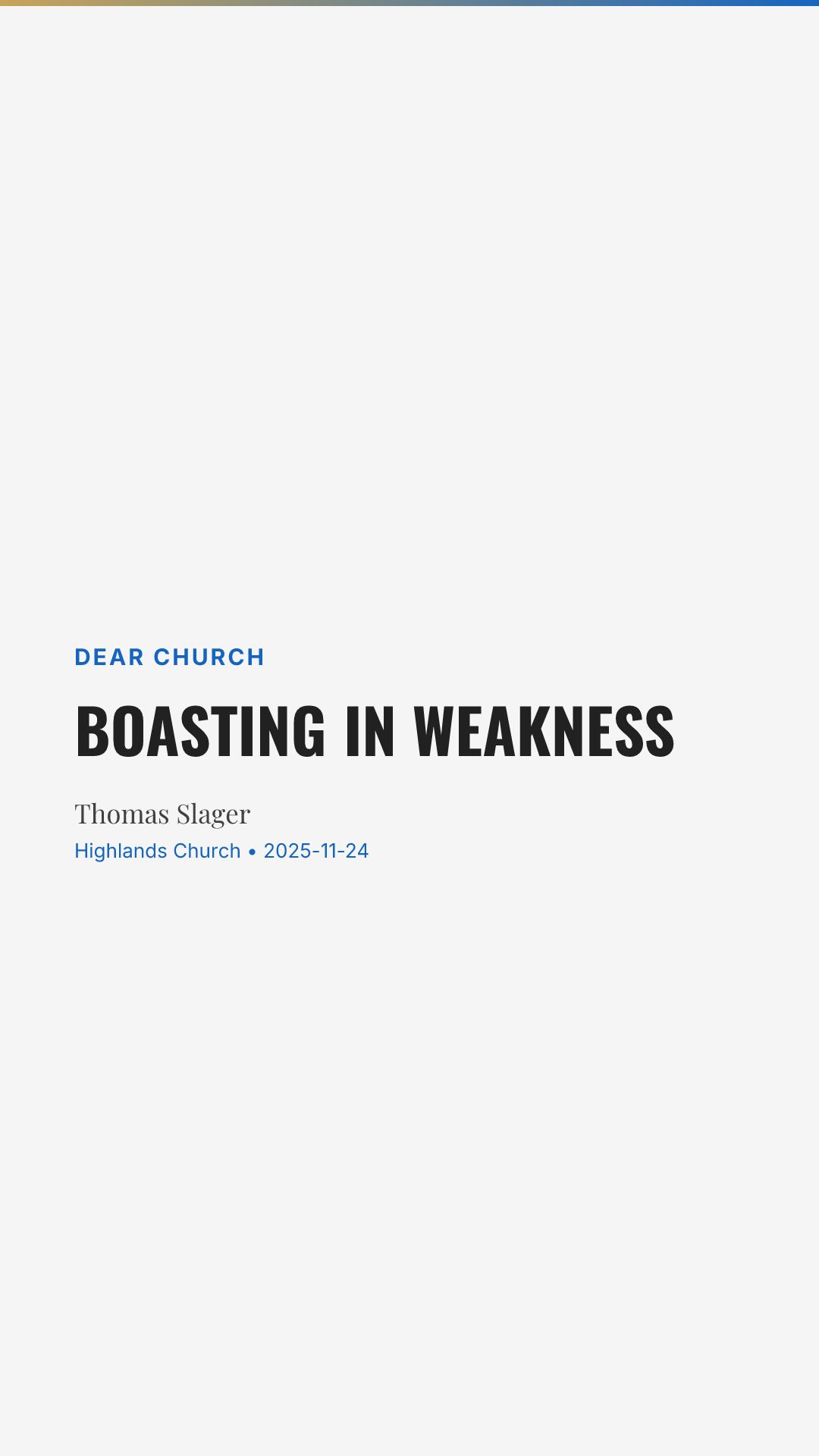 Boasting in Weakness