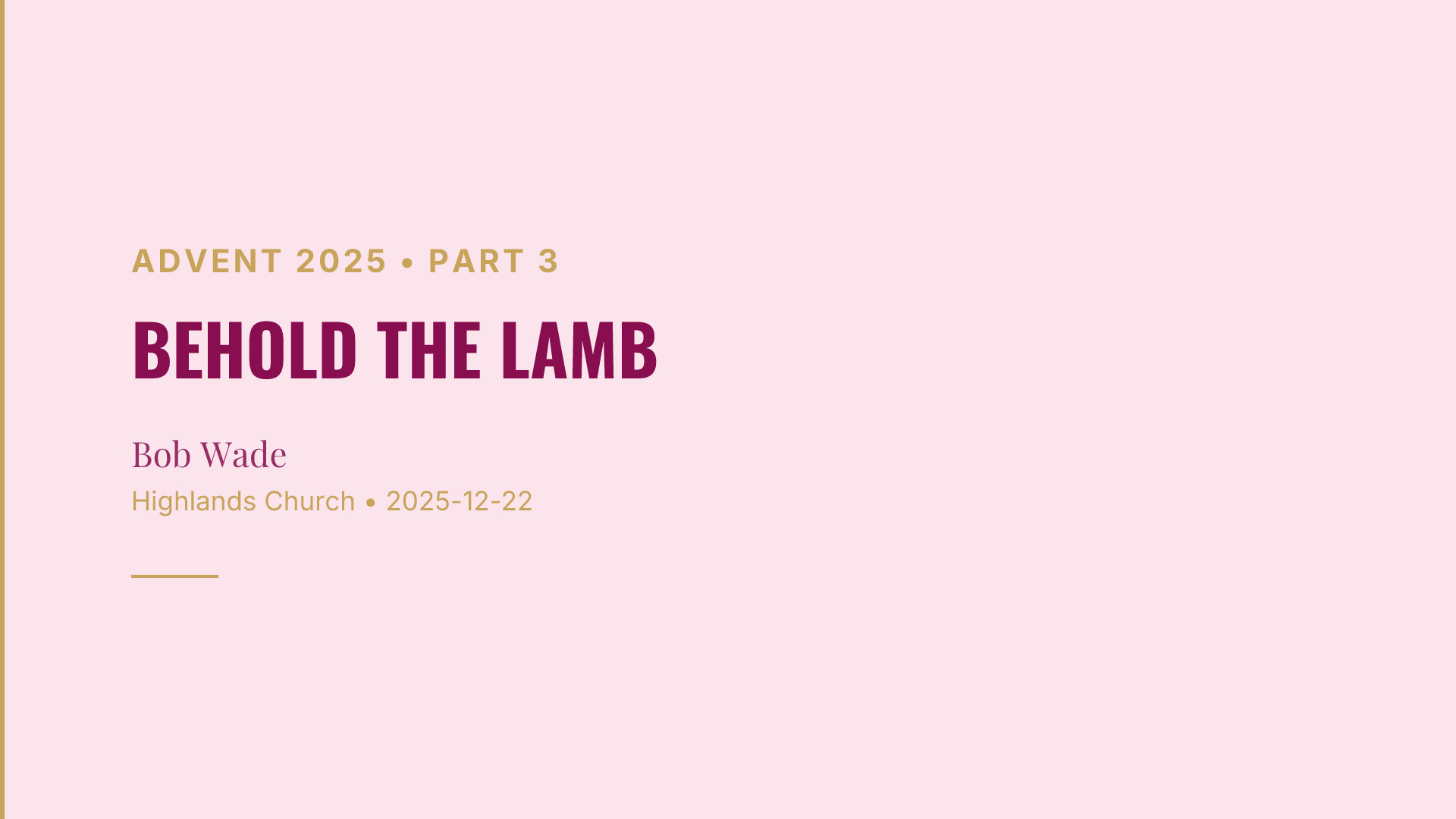 Behold the Lamb