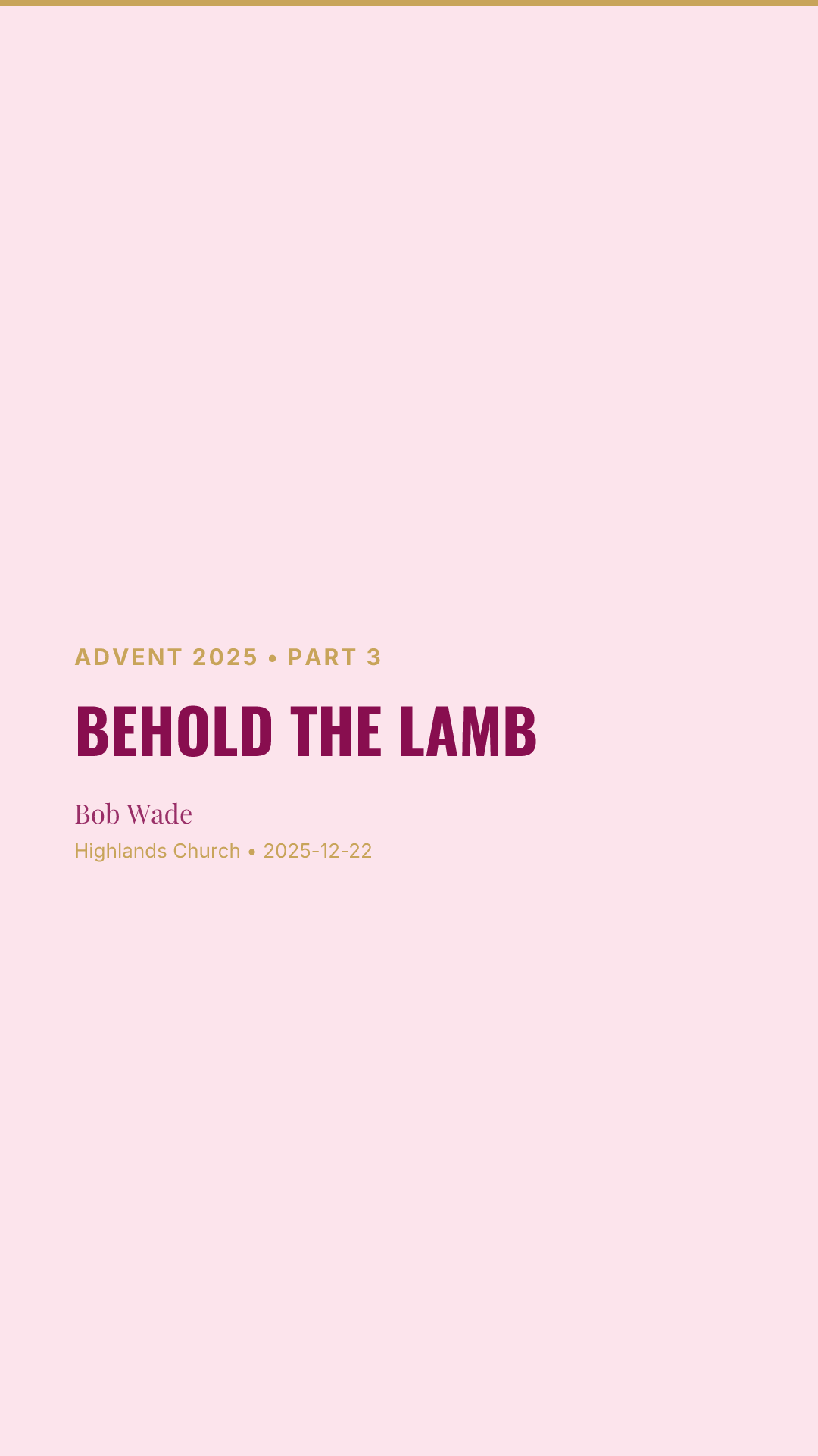 Behold the Lamb