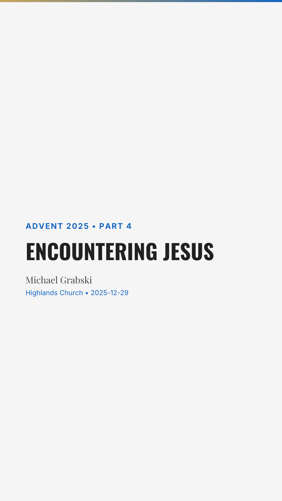 Encountering Jesus