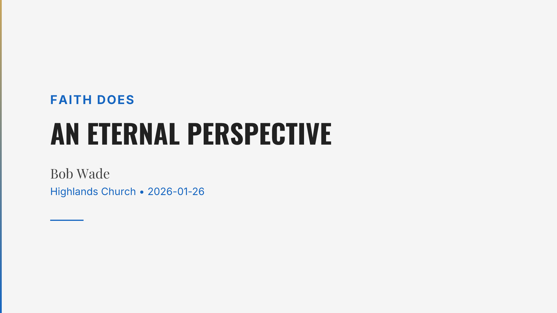 An Eternal Perspective