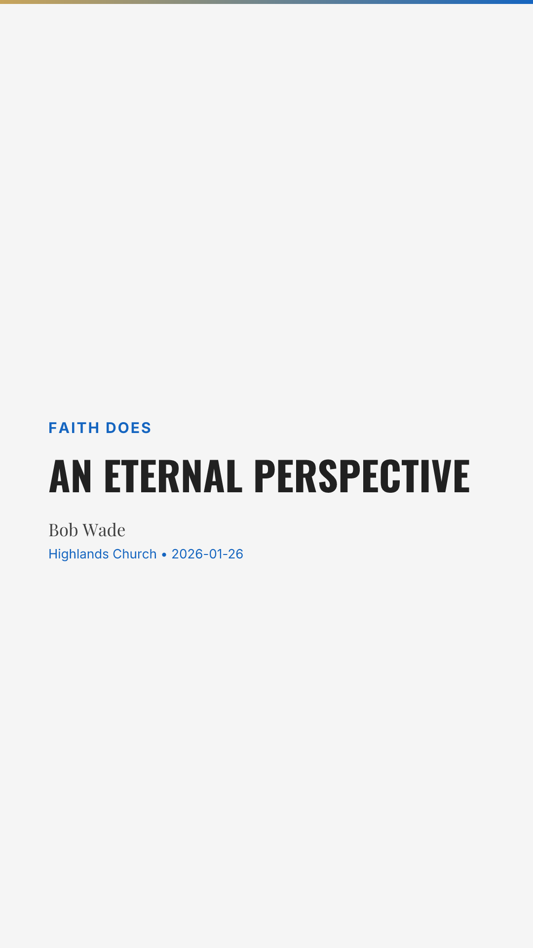 An Eternal Perspective