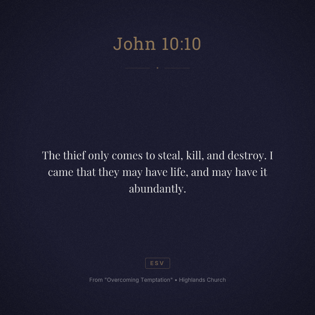 The thief only comes to steal, kill, and destroy. I came that they may have life, and may have it abundantly.